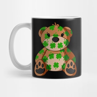 St. Patrick's Day 4 Leaf Clover Pattern Teddy Bear Mug